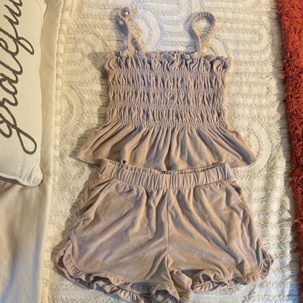 Bar III Ruffled Tan Shorts Set